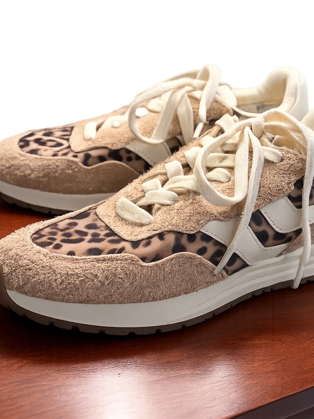Steve Madden Bursher Leopard Suede Retro Sneakers Sz 10